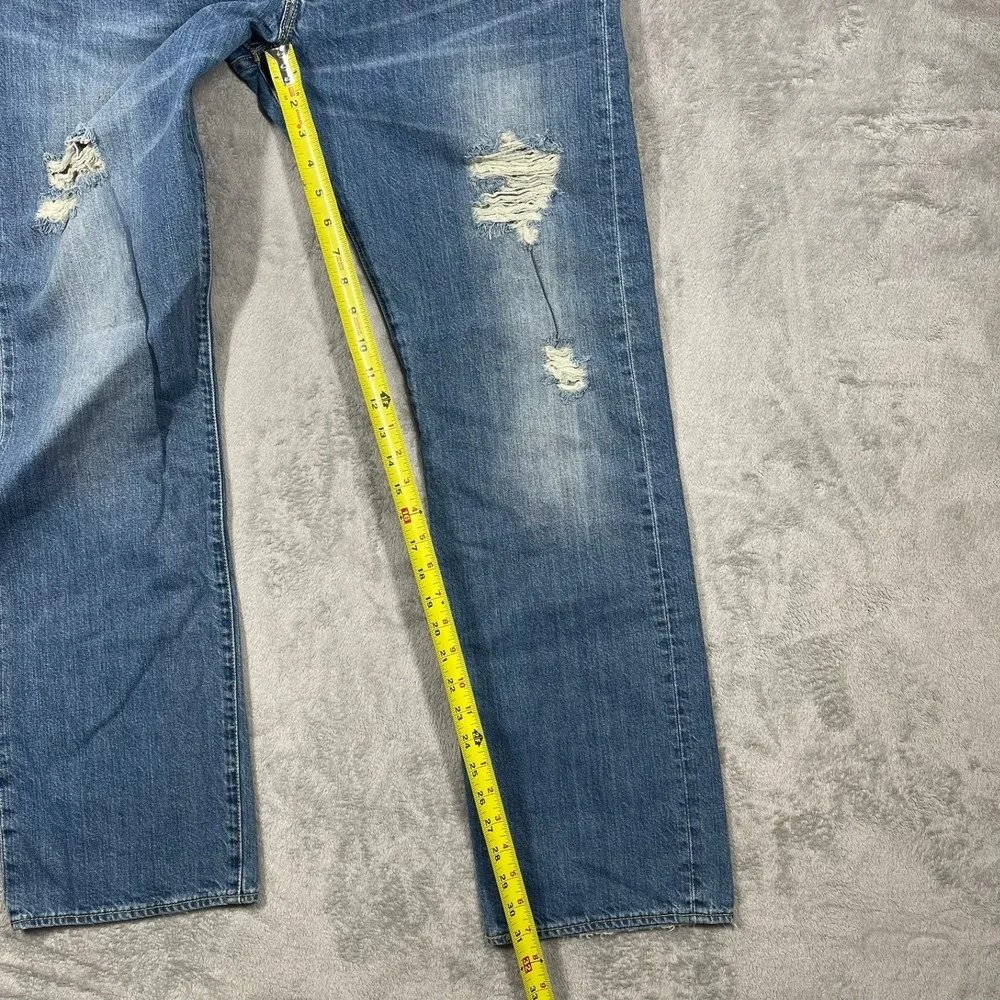 Levi's 501 Jeans Mens 38x31 Blue Distressed Straight Leg Button Fly READ